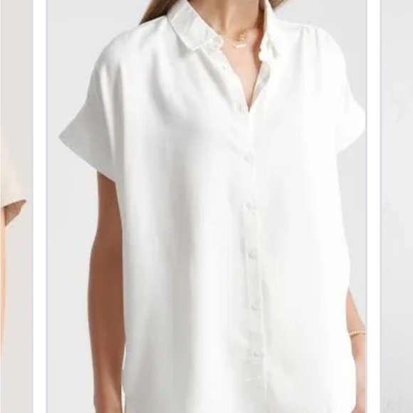 J. Crew Tops - J. Crew White Linen Relaxed Button Down Shirt with Cap Sleeve